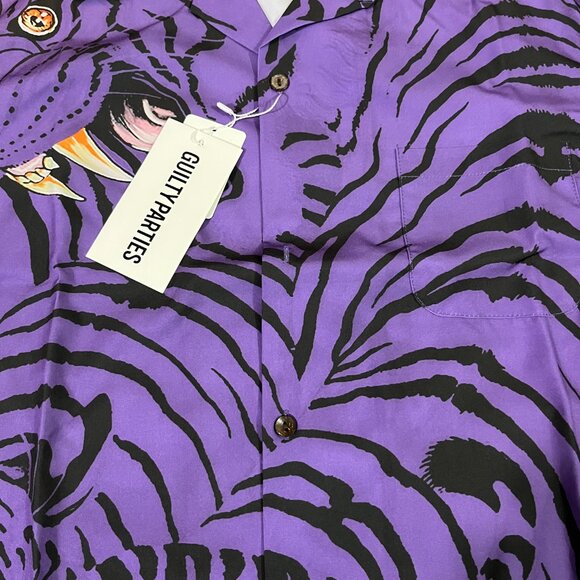 Wacko Maria Tiger Print Purple Short Sleeve Shirt - Picture 3 of 7